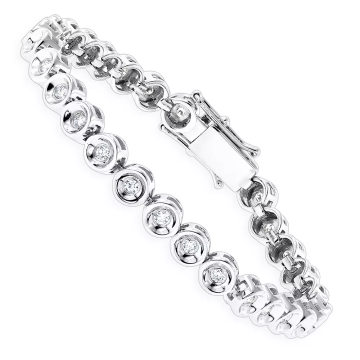 Men's and Women's 10K Gold Natural or Lab-Grown Diamond Tennis Bracelet | Bezel Set | Box Lock Clasp | 1.65ct