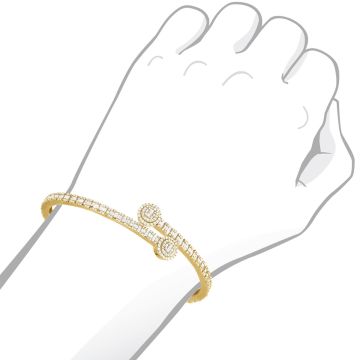 Women's 10K Gold Diamond Bangle Bracelet | Channel Pave Set | 3.5ct