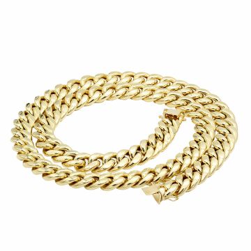 10K Gold Chain For Men Solid Cuban Link Chain Yellow Gold