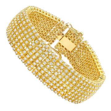 10K Gold Diamond Tennis Bracelet for Men | 8 Rows | Prong Set | SI | 10ct