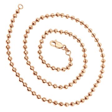 10K Rose Gold Chain For Men Solid Moon Cut Dog Tag Chain