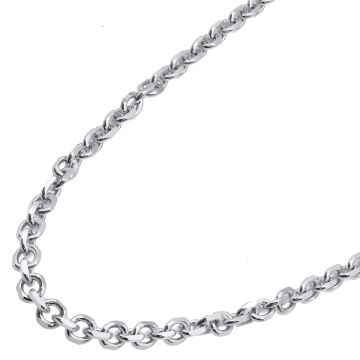 14K Gold Chain For Men Solid Diamond Cut Cable Chain White Gold-20 inch-2mm