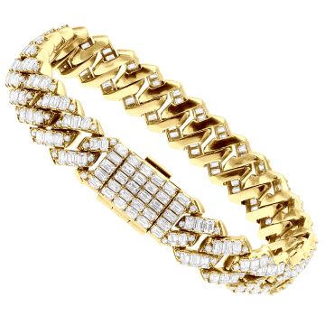 14K Gold Diamond Cuban Link Chain Link Bracelet for Men | 24.5ct