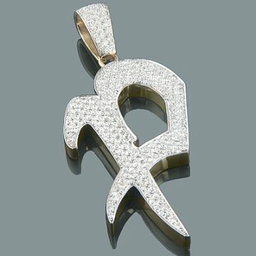 Men's 14K Gold Diamond Initial Pendant | 4.95ct