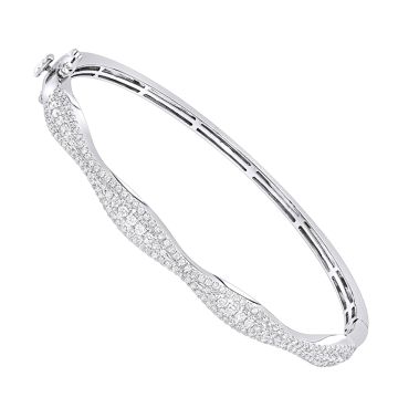 Women's 14K Gold Diamond Bangle Bracelet | Pave Set | 1ct