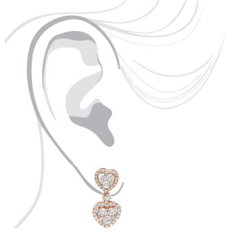 Ladies Diamond Drop Earrings | Heart Shaped | 14K Gold | 1.7ct