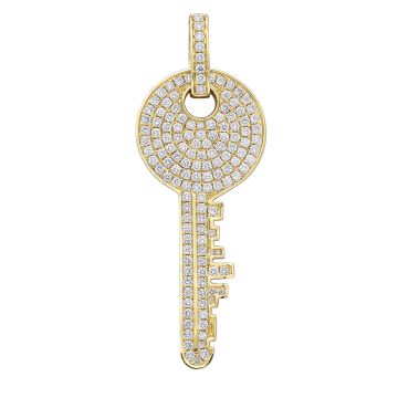 Men's 14K Gold Diamond Key Pendant | SI | 2.15ct