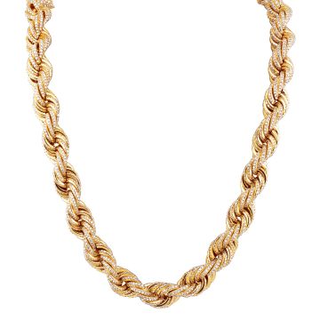 Men's Diamond Rope Chain | Solid 14K Gold | Box Clasp with Safety | 100ct