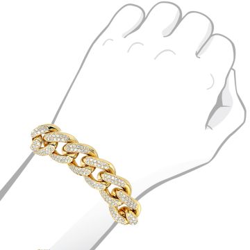 14K Gold Diamond Miami Cuban Link Bracelet for Men | Pave Set | SI | 11.05ct