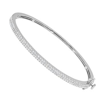 Women's 14K Gold Diamond Bangle Stackable Bracelet | Pave Set | 0.9ct