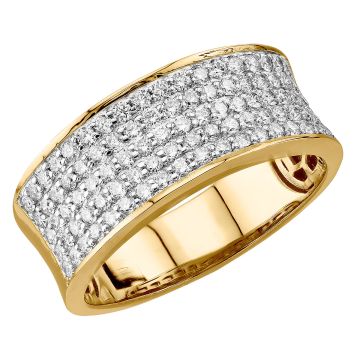 Men's 14K Gold Round Cut Diamond Ring | Pave Set | 1.5ct