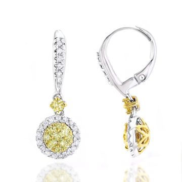 Pave Prong Cut Diamond Dangle Drop Earrings for Women | 14K Gold | Lever Back | 1.2ct