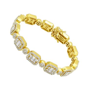 Women's 14K Gold Diamond Tennis Bracelet | Invisible Prong Set | Box Clasp with Safety | 10ct