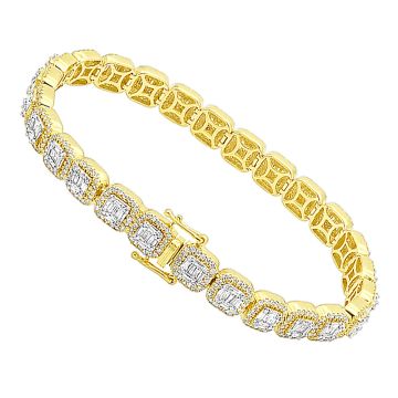 Women's 14K Gold Diamond Tennis Bracelet | Invisible Prong Set | Box Clasp with Safety | 6.5ct