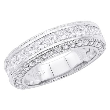 18K Gold Diamond Anniversary Wedding Ring for Women 2.2ct