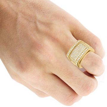 Men's Round Diamond Signet Pinky Statement Ring | 18K Gold | SI | 3ct