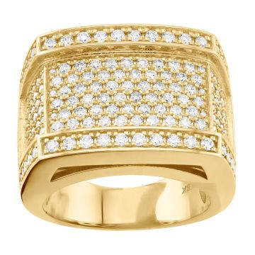 Men's Round Diamond Signet Pinky Statement Ring | 18K Gold | SI | 3ct