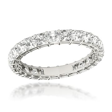 Women's Platinum Asscher Cut Diamond Thin Anniversary Eternity Ring | Prong Set | 2ct