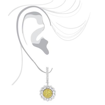 Women's Diamond Drop Earrings | Flower Shaped | 14K Gold | 3ct