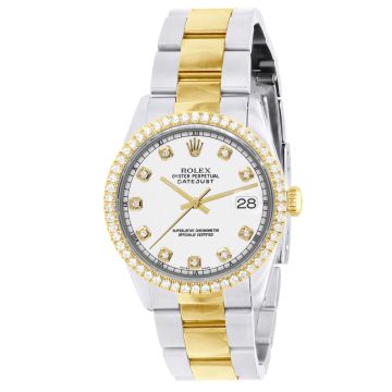 Gold/Stainless Steel Men's Rolex Watch | Oyster Perpetual Datejust | 36 mm | Oyster Bracelet | Diamond Bezel | White Dial