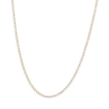 Men's and Women's Diamond Tennis Chain Necklace | Solid 14K Gold | 17.5ct