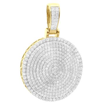 Men's and Women's 14K Gold Diamond Pendant | Round Medallion | 4ct