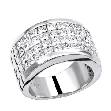 Men's and Women's Platinum Diamond Wedding Ring | Invisible Set | 5ct