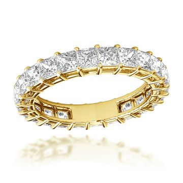 Women's 18K Gold Diamond Thin Anniversary Eternity Wedding Ring | Prong Set | 3ct