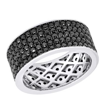 Men's 10K Gold Round Cut Black Diamond Ring | Pave Set | 4ct