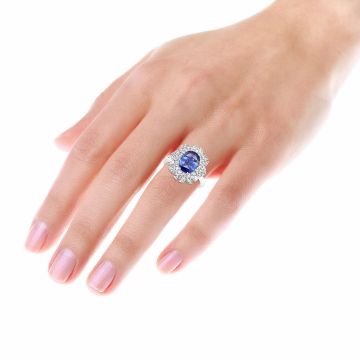 18K Gold Sapphire Diamond Cocktail Ring for Women | 4.5ct | Prong Set