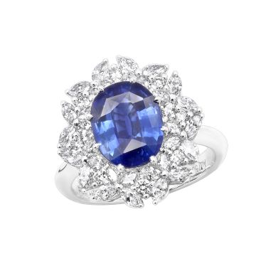 18K Gold Sapphire Diamond Cocktail Ring for Women | 4.5ct | Prong Set