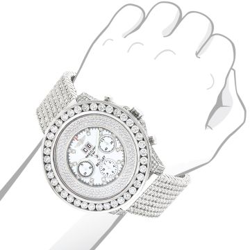 Men's Stainless Steel Iced-Out Diamond Watch | Breitling Bentley 52 mm | Stick | White Dial