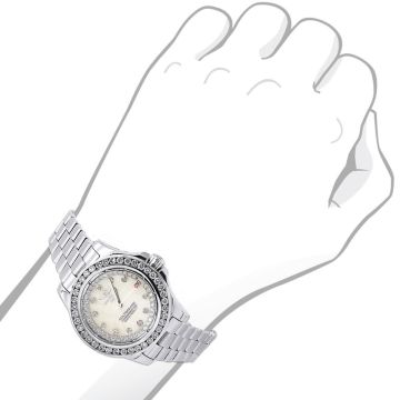 Women's Stainless Steel Diamond Watch | Breitling Colt Oceane 34 mm | Dot | White Dial