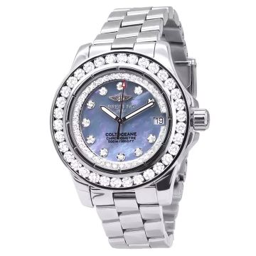 Stainless Steel Women's Breitling Watch | Colt Oceane | 34 mm | Diamond Bezel | Blue Dial