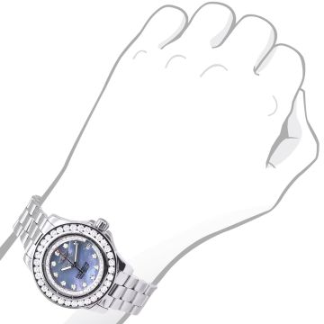 Stainless Steel Women's Breitling Watch | Colt Oceane | 34 mm | Diamond Bezel | Blue Dial