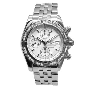 Men's Stainless Steel Diamond Watch | Breitling Chronomat 42 mm | Stick | White Dial