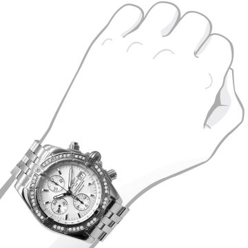 Men's Stainless Steel Diamond Watch | Breitling Chronomat 42 mm | Stick | White Dial