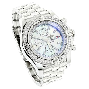 Men's Diamond Watch | Breitling Super Avenger 49 mm | Stick | White Dial