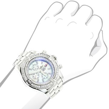 Men's Diamond Watch | Breitling Super Avenger 49 mm | Stick | White Dial