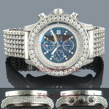 Men's Stainless Steel Diamond Watch | Breitling Super Avenger 50 mm | Stick | Blue Dial