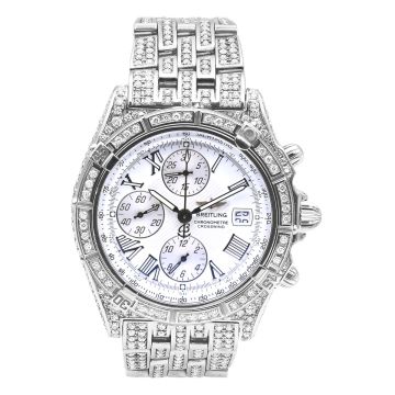 Stainless Steel Men's Breitling Watch | Crosswind | 42 mm | Diamond Bezel | White Dial