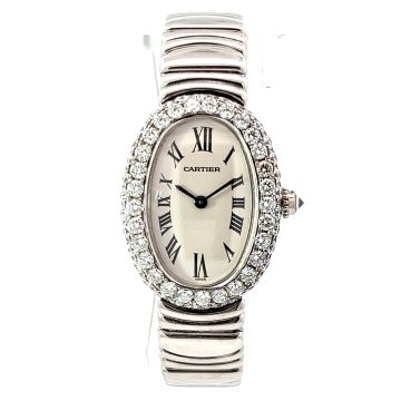 Women's 18K Gold Watch | Cartier Baignoire 22 mm | White Dial