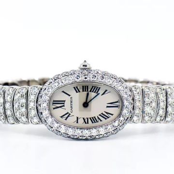 Women's 18K Gold Watch | Cartier Baignoire 22 mm | White Dial