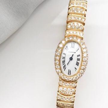 18K Gold Women's Cartier Watch | Baignoire Mini | 22 mm | White Dial