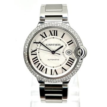 Men's Stainless Steel Watch | Cartier Ballon Bleu 42 mm | Silver Dial