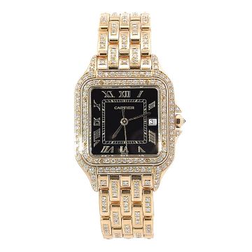 18K Gold Women's Cartier Watch | Panthere | 27 mm | Black Dial