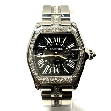 Stainless Steel Men's Cartier Watch | Roadster | 38 mm | Black Silver Dial