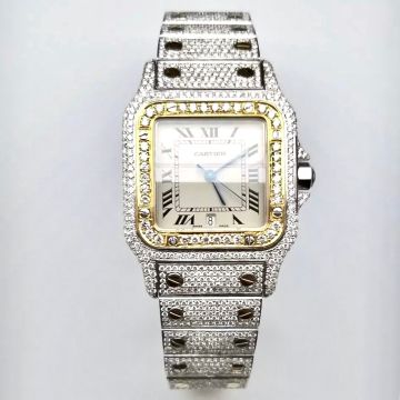 Women's Gold/Stainless Steel Watch | Cartier Santos de Cartier Galbee 29 mm | Cream Dial