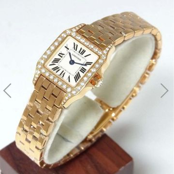 18K Gold Women's Cartier Watch | Santos Demoiselle | 20 mm | White Dial