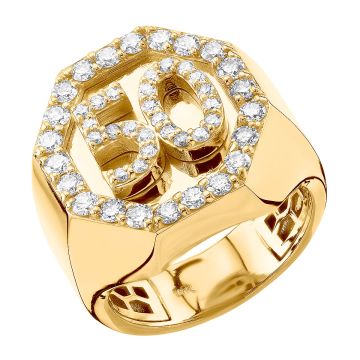 Men's Round Diamond Pinky Signet Statement Ring | 14K Gold | SI | 1.5ct